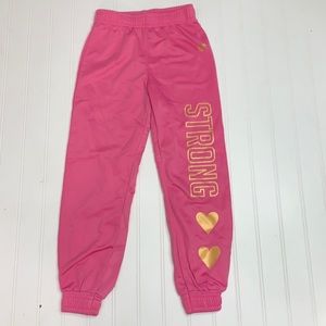 Girls RBX Sz 6X Pink Heart Joggers Gold Heart Fit Dry Warm